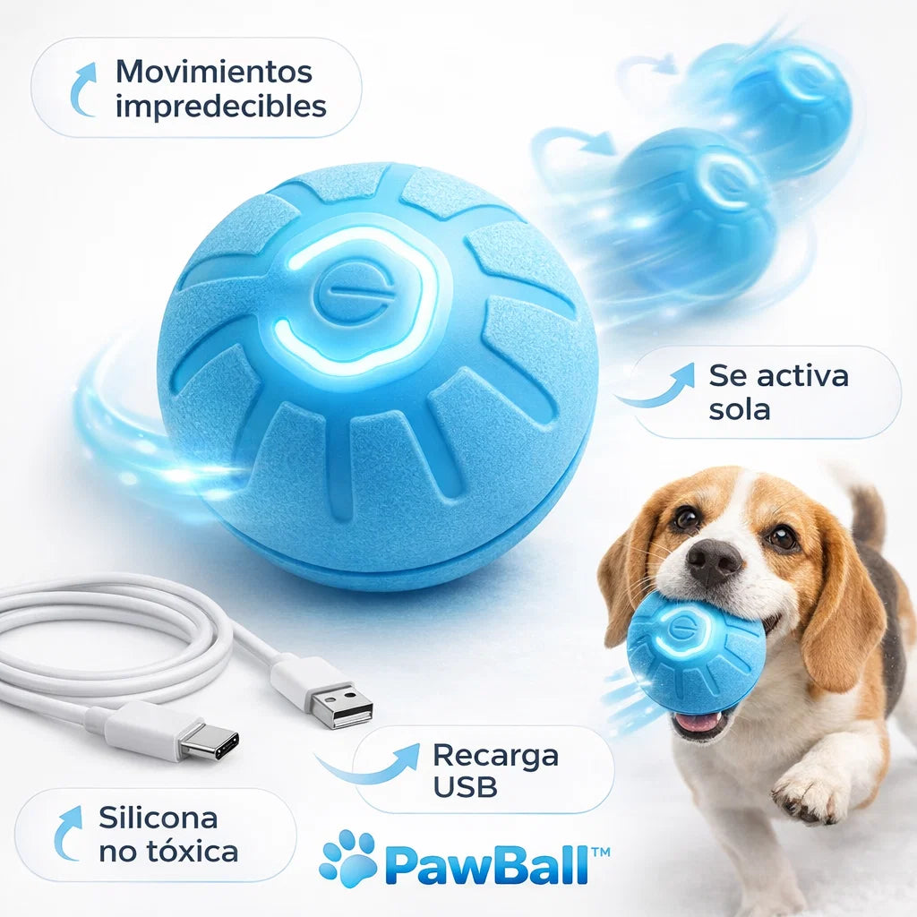 ¿Tu perro se aburre y lo pagan tus muebles? PawBall™ se mueve sola. Él juega. Tú respiras.